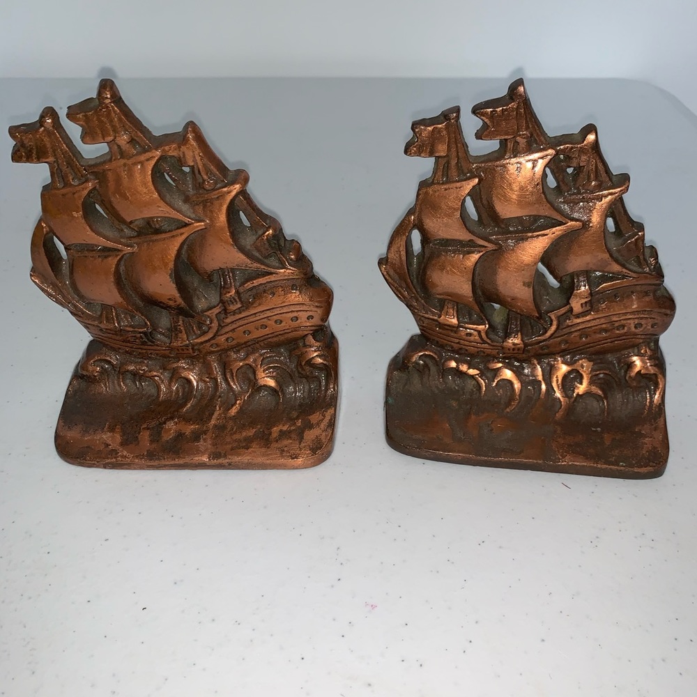 Antique Brass Ship Bookends